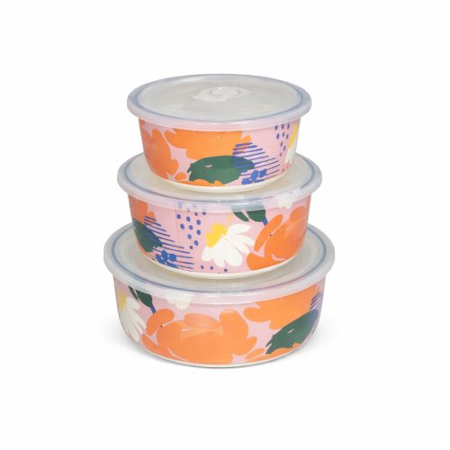 Dynamic Food Containers - Pink Poppy - Set of 3