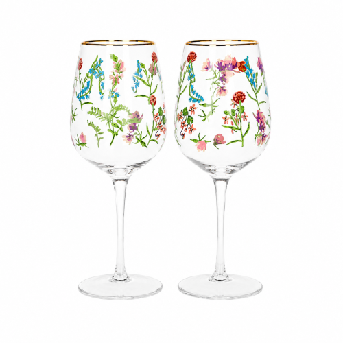 Floral Wine Glass