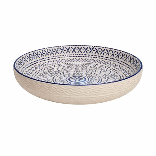 Large 30cm Bowl Blue Trellis