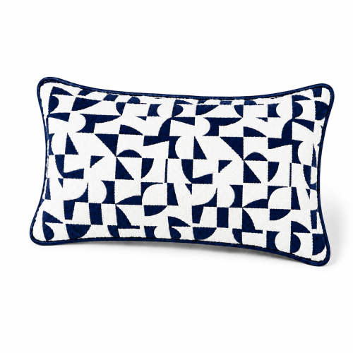 Lumbar Cushion Abstract Geo Midnight Navy