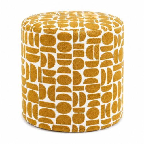 Ottoman Round Half Moon Mustard Ochre