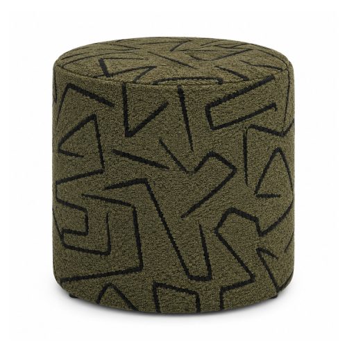 Ottoman Round Tangled Maze Olive Green