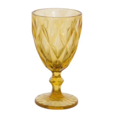Pressed-Glass-Goblet-Amber