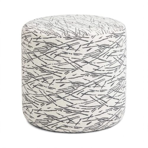 Round Ottoman Scribble Smoke Grey