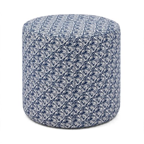 Round ottoman Tribal Diamond Nordic Indigo