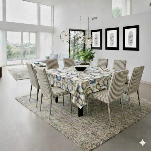 Tablecloth Square Blue Swirl