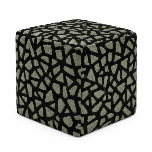 Square Ottoman Fractured Mosaic Olive green