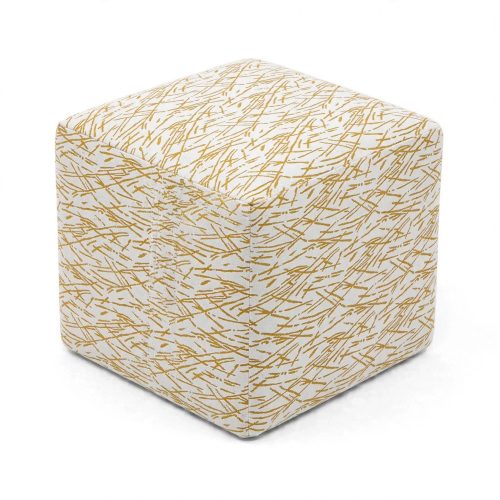 Square Ottoman Scribble Mustard Ochre