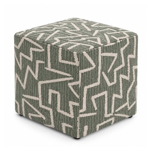 Square Ottoman Tangled Maze Sage Green