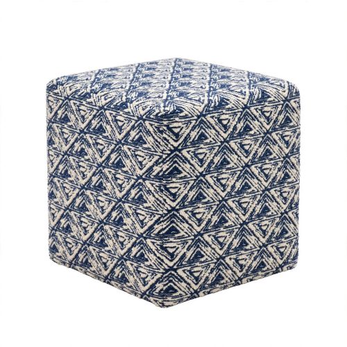 Square Ottoman Tribal Diamond Indigo