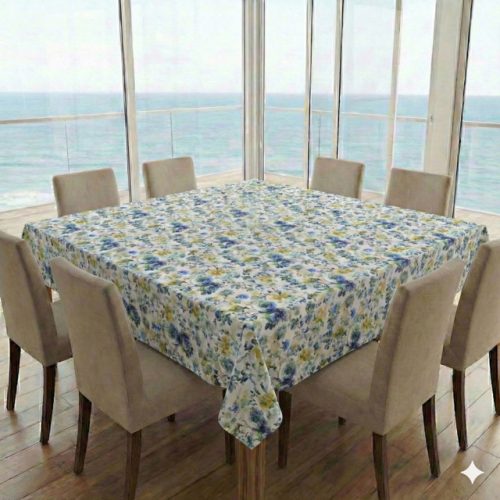 Square Tablecloth Blue Watercolour Floral