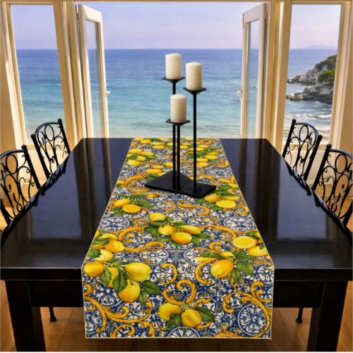 Table Runner Lemons And Blue