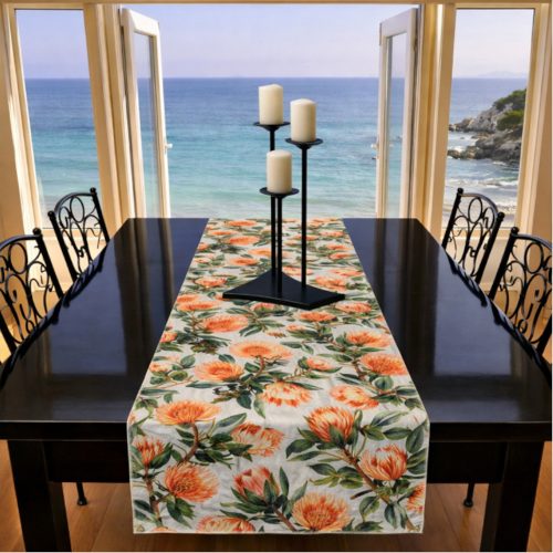 Table Runner Orange Protea