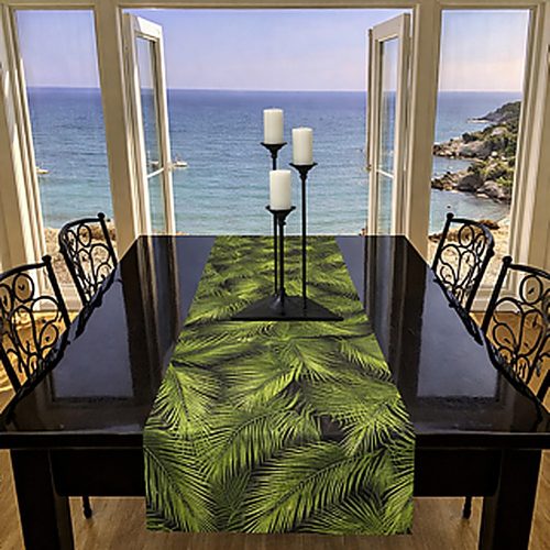 Table Runner Palms On Black