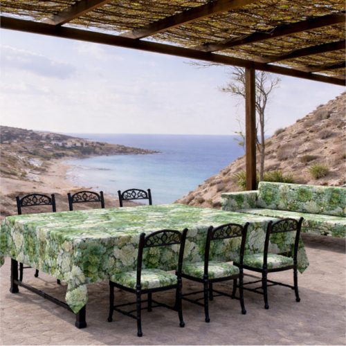 Tablecloth Water Resistant Green Succulents